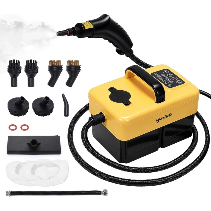 INSMA Yuriko Hand-Dampfreiniger 1,6L, Hochdruck, 6-stufig einstellbar, chemiefrei, 15s Aufheizen, mit EU-Adapter, Weiß/Grau