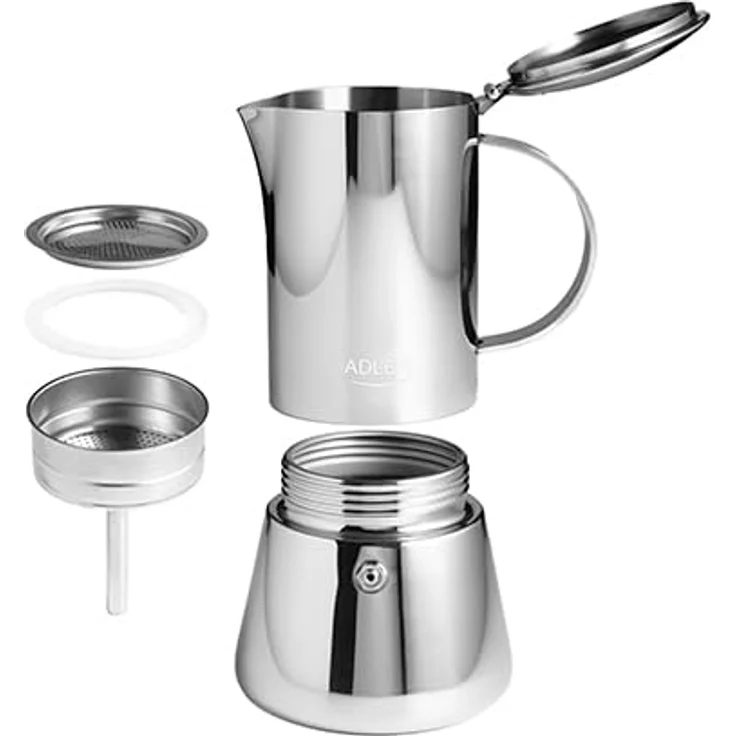 Adler Espressokocher AD 4419, Espresso Kaffeemaschine, 350ml, Spülmaschinenfest, Edelstahl, silber – Bild 5