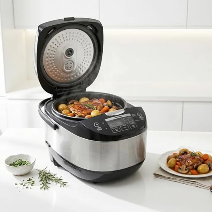 Heinner HMCK-5BK Multikocher 5 L, 770 W, Touch-Control, Timer, Warmhaltefunktion, Edelstahl Schwarz – Bild 8