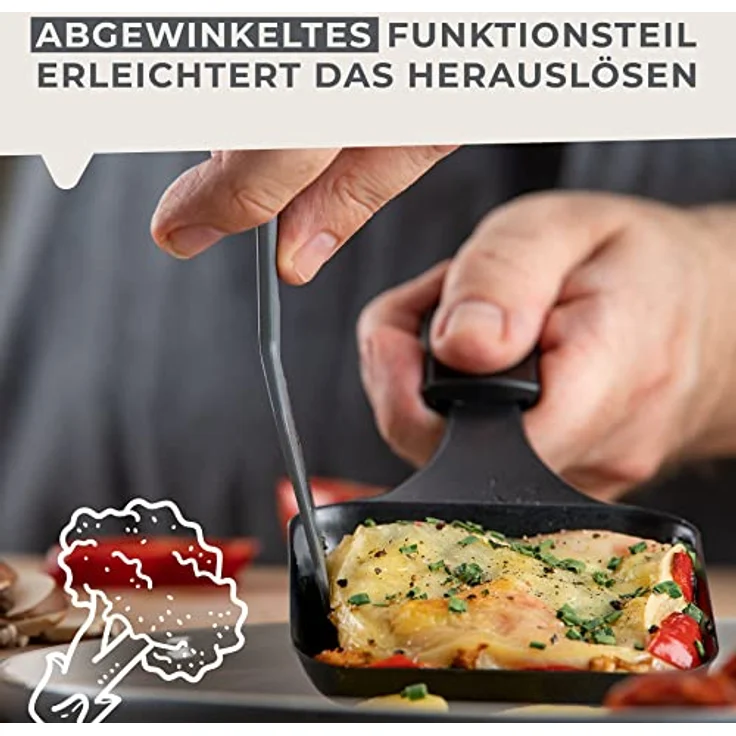 Fackelmann Statement Spachtel für Raclette 4er Set – Schaber mit ergonomischem Griff und Daumenmulde – Raclett-Schieber im praktischen 4 Stk Bundle – ca. 15,5 x 4 x 1 cm, Grau – Bild 5