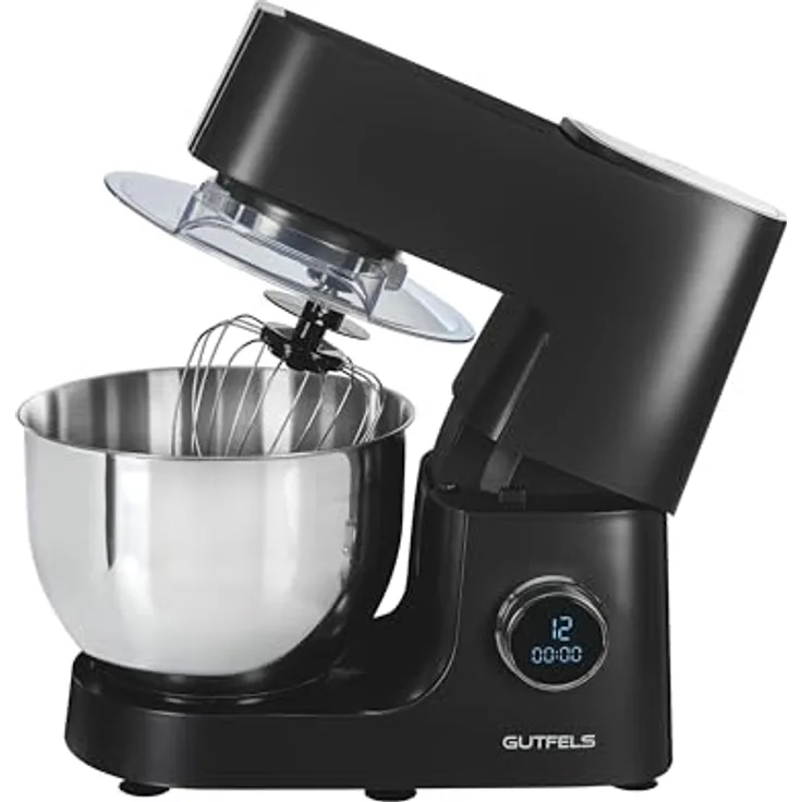 GUTFELS Küchenmaschine KITCHEN 5010 | 800 Watt | 6L Edelstahlschüssel | 12 Geschwindigkeiten | Display, silber