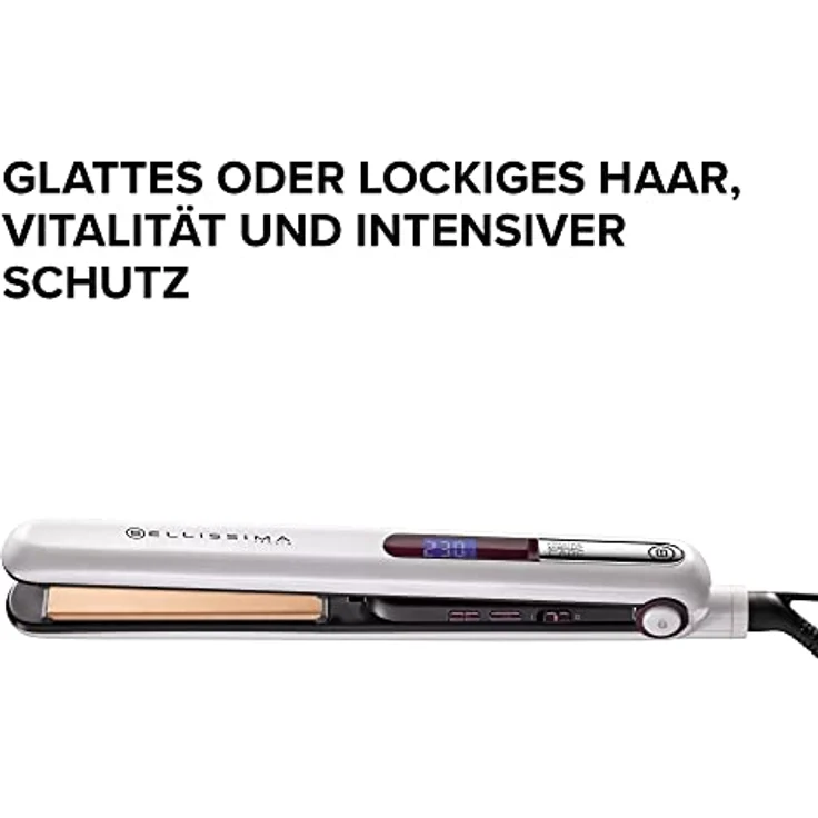 Bellissima B9 400, Glätteisen, glattes oder welliges Styling, Keramik- und Keratinbeschichtung, haarglätter, abgerundete Platten – Bild 2