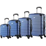 MONZANA® Kofferset Essential Hartschalen Koffer S-M-L-XL, 4er Set mit 4 Rollen, Hartschale, gelbe Griffe, Kantenschutz, Schloss, blau