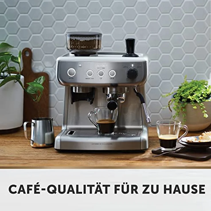 Breville VCF126X Barista Max Siebträger (2,8 L Wassertank, integriertes Mahlwerk und Milchschäumer, Edelstahl auch für Latte und Cappuccino) – Bild 2