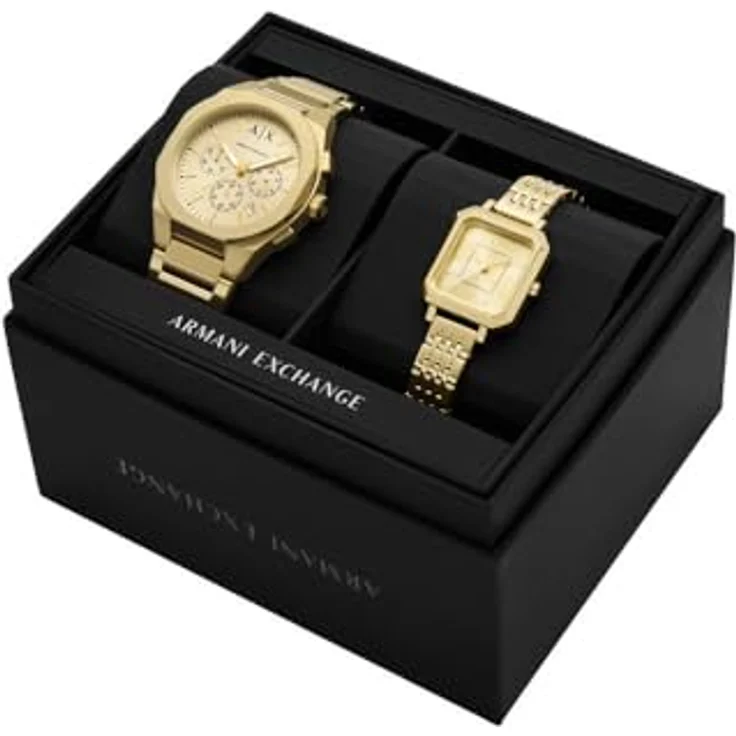 ARMANI EXCHANGE Chronograph AX7171SET, 2-tlg. Set mit Partneruhr, goldfarbene Quarzuhr mit Edelstahlarmband – Bild 6