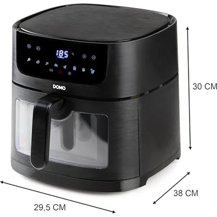 DOMO DO543FR - Heißluft-Fritteuse/Deli-fryer mit Sichtfenster - Timer - Erinnerungsfunktion - Beleuchtung - 8 L - 1800 W - Schwarz – Bild 6