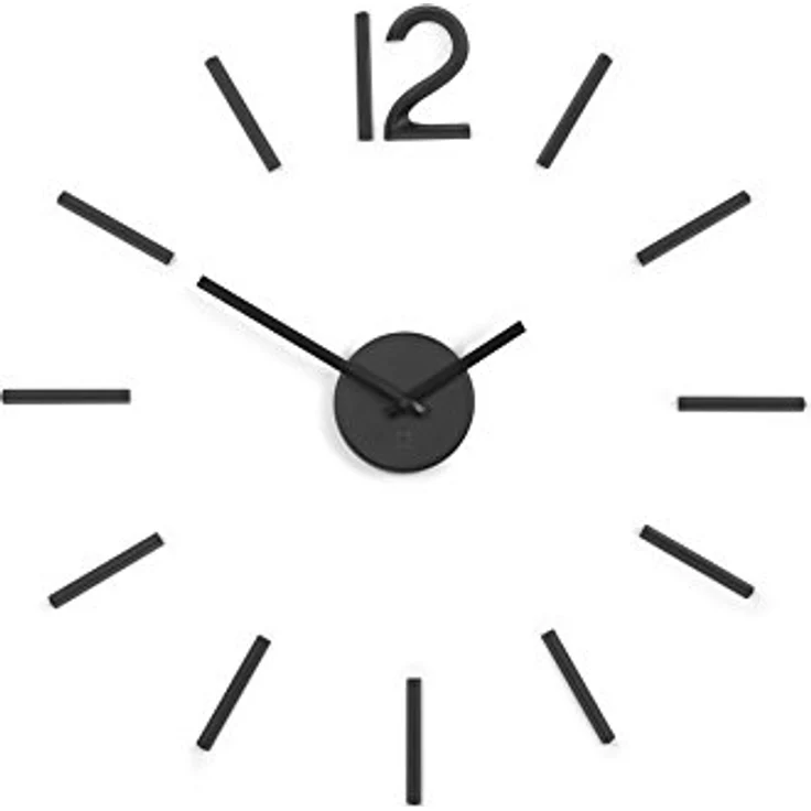 Umbra Blink, Moderne und Minimalistische DIY Quarz Wanduhr ohne Rahmen, Ziffern zum Aufkleben, Wanddekoration für Küche, Büro, Schlafzimmer und Wohnzimmer, Metall, Schwarz – Bild 1