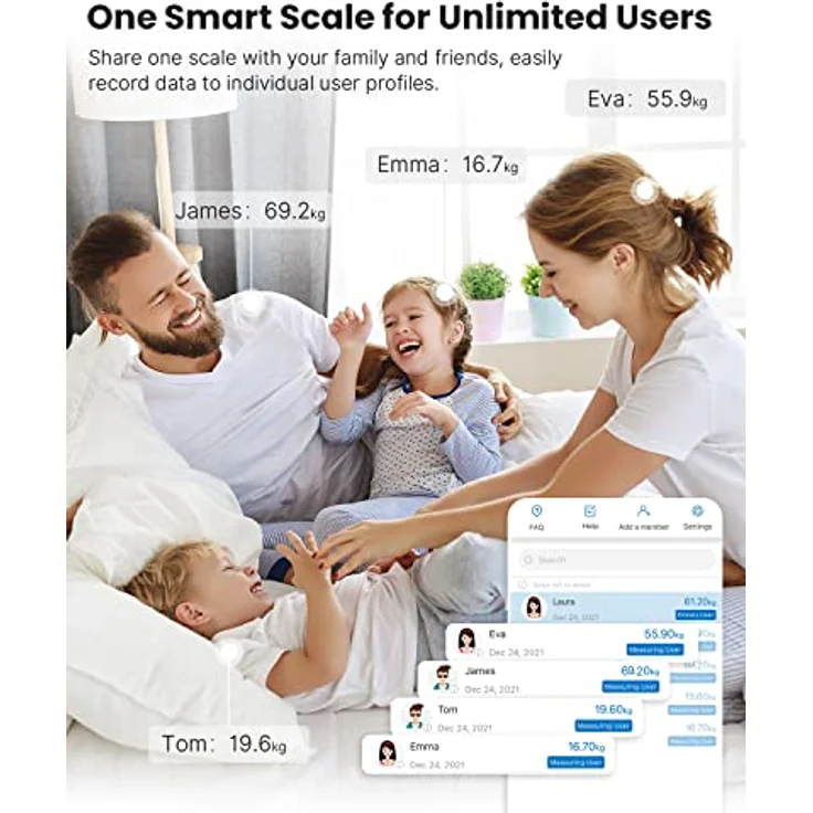 RENPHO Körperfettwaage, Bluetooth Personenwaage Digital mit App, Smart Waage mit Körperfett und Muskelmasse, BMI, Gewicht, Muskelmasse, Wasser, Protein, Skelettmuskel, Knochengewicht, BMR, Schwarz – Bild 5