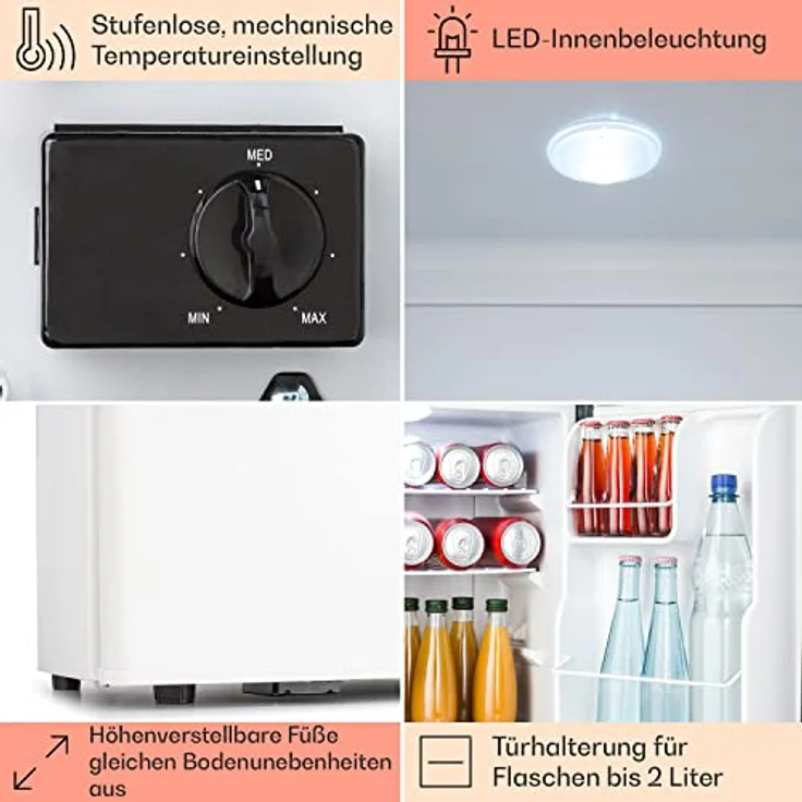 Klarstein Mini Kühlschrank für Zimmer, Mini-Kühlschrank für Getränke, Snacks & Kosmetik, 38L, Leise & Energiesparend – Bild 5