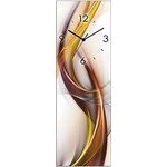 ARTLAND Wanduhr ohne Tickgeräusche Glas Funk Uhr 20x60 cm Rechteckig Lautlos Abstrakte Bilder Kunst Abstrakt Design Orange U1UO