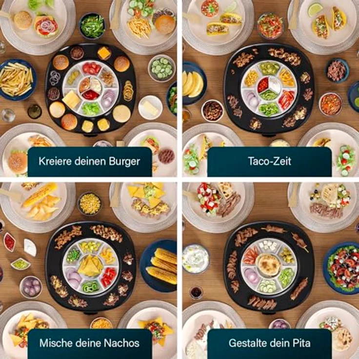 Princess Chef Pirouette Elektro-Plancha mit Drehtablett, 45 x 45 cm Kochfläche, Thermostat bis 220 °C, Antihaft-Beschichtung, leicht zu reinigen, 6 Spatel, abnehmbares Kabel – Bild 5