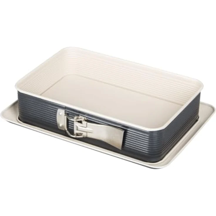 Zenker Rechteckige Springform CREME NOIR, Backform aus Stahlblech, Kuchenform mit keramisch verstärkter Antihaftbeschichtung (Farbe: Crème-Anthrazit), Menge: 1 Stück – Bild 2