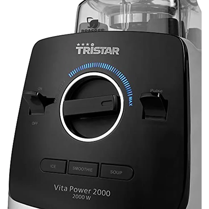 Tristar BL-4473 Vita Power Standmixer, 2000 W, 2 L Behälter, Puls-Funktion, schwarz, silber – Bild 4