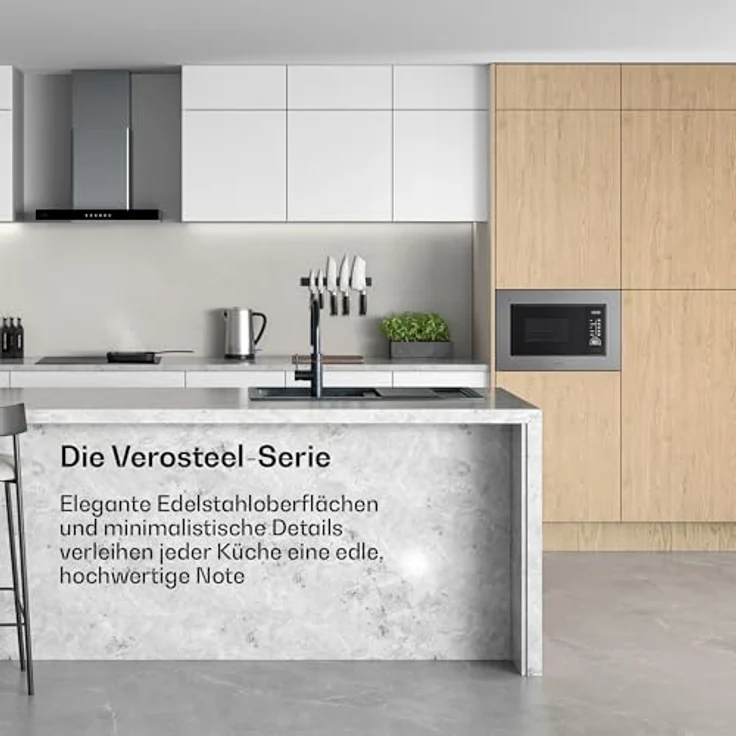 Klarstein Verosteel Einbau-Mikrowelle, 20 l, Grill 800 W, Edelstahl, LED Touch Display – Bild 2