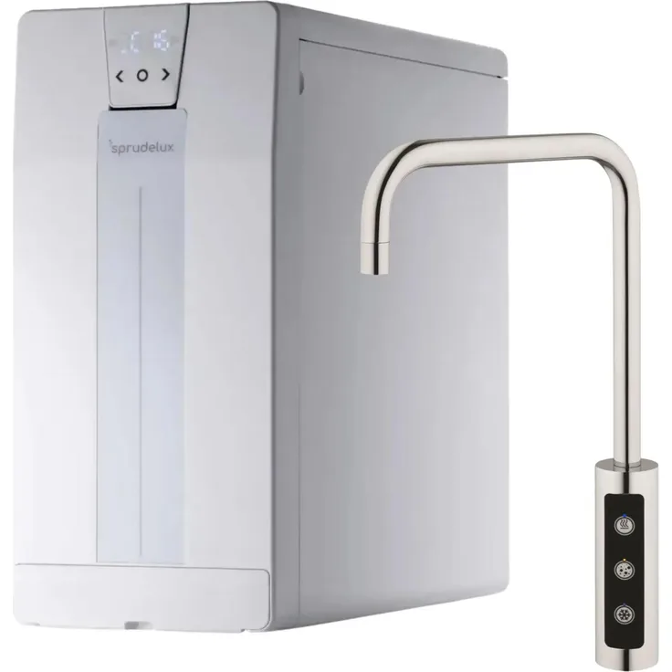 SPRUDELUX POWER SODA FT-Line 3, Untertischsystem mit 3-Weg Armatur Lara U Edelstahl und 10 kg CO₂-Flasche