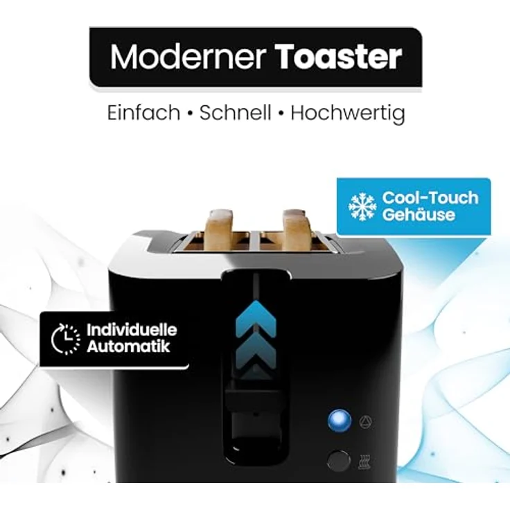 Bomann® Toaster 2 Toastschlitze | Toaster mit Brötchenaufsatz | Toaster 2 Scheiben mit Liftfunktion | Toster mit Auftau- und Aufwärm-Funktion | für Brötchen und Toast | TA 6065 CB schwarz – Bild 4