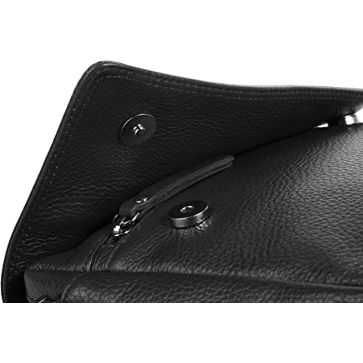 Samantha Look Umhängetasche, echt Leder, Made in Italy, 22 cm x 18 cm, verstellbarer Schulterriemen, 4 Fächer, schwarz – Bild 8