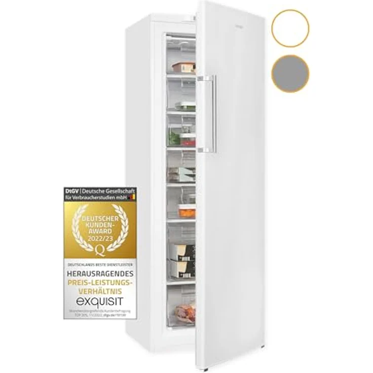 Exquisit Gefrierschrank GS280-HE-040D weiss | Tiefkühlschrank Gross 242 Liter | 4* Schnellgefrieren | Gefrierschrank Gross