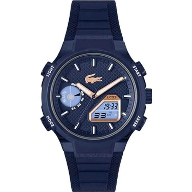Lacoste LC33, Analoge-Digitale Multifunktions-Quarzuhr für Herren mit 45mm Navy TR90 Gehäuse, marinenblauem Silikonarmband und 10 ATM Wasserdichtigkeit – Bild 2