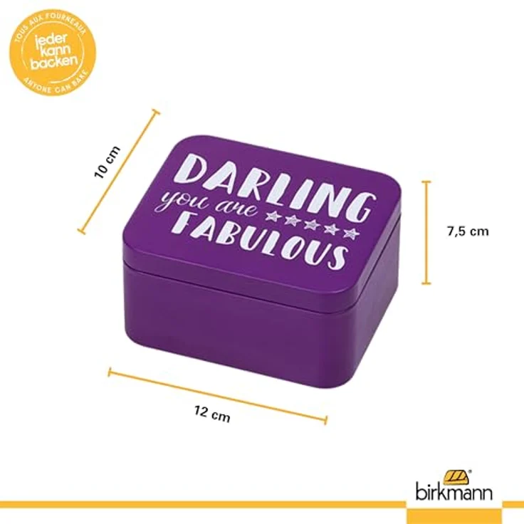 RBV Birkmann Colour Kitchen Geschenkbox mit Spruch "Darling you are fabulous", eckig, lila, 12 x 10 cm, Höhe 6 cm, Weißblech, vielseitig einsetzbar – Bild 2