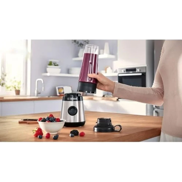 Bosch MMB2111M Standmixer, 450 Watt, 0,6 Liter, FlowBooster, inkl. Trinkflasche, silber – Bild 4