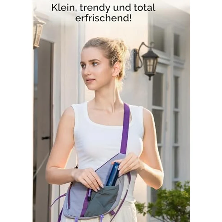 JISULIFE Mini Handventilator 3-in-1, wiederaufladbar mit Powerbank und Taschenlampe, bis zu 19 Stunden Betriebsdauer, tragbarer Ventilator für Reisen/Sommer, Blau – Bild 5