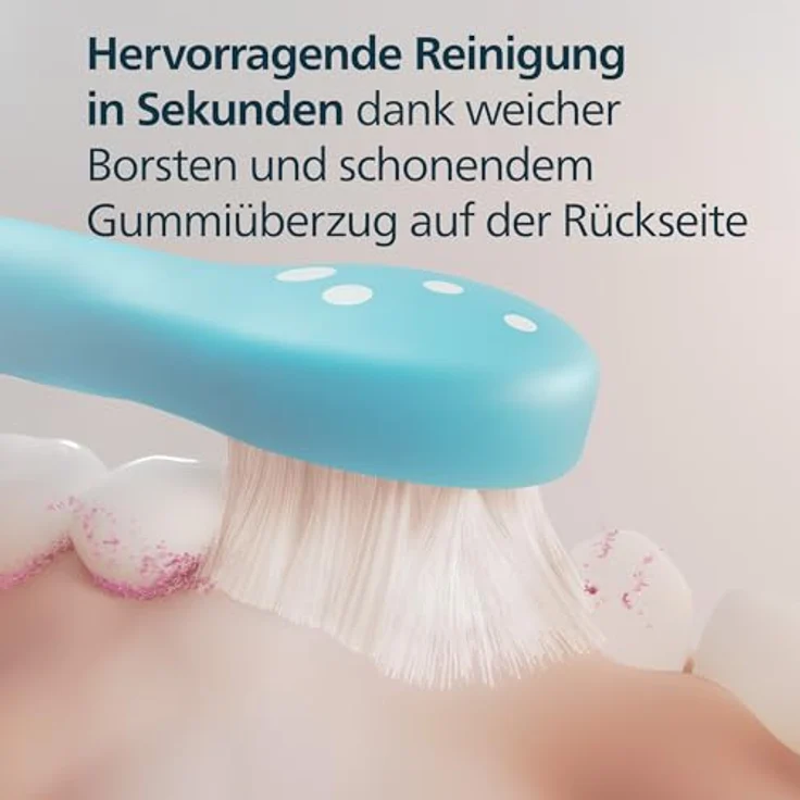 Philips Sonicare For Kids, Original Ersatzbürstenköpfe für Kinder ab 3 Jahren, 4er-Pack, HX6034/90, sanfte Reinigung, speziell für Kinder entwickelt, biobasierter Kunststoff, blau – Bild 3