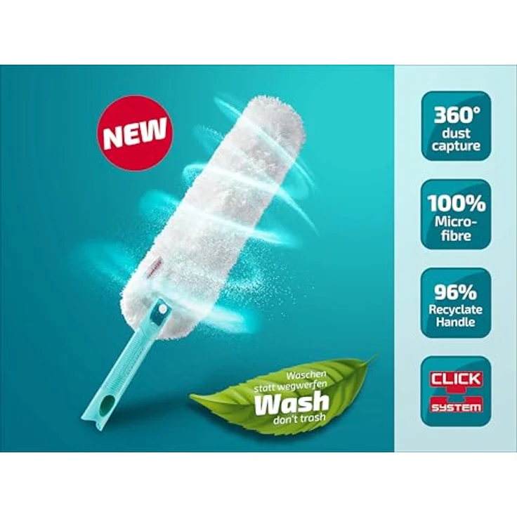 Leifheit SUPERDUSTER XL, Staubwedel mit 360° Mikrofaser-Textil, waschbar, lang ausziehbar mit Click-System – Bild 2