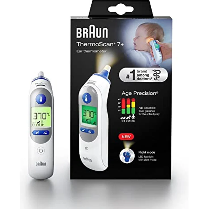 Braun ThermoScan 7+, Ohrthermometer mit Age Precision Technologie, Nachtmodus und Lautlosmodus – Bild 3