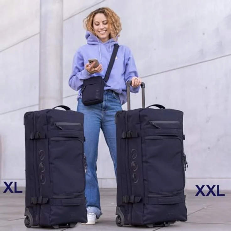 SONS OF ALOHA XXL Reisetasche mit 2 Rollen Kane Rollkoffer 80 cm Koffer Sporttasche Reise-Trolley 140 Liter - recyceltes Meeresplastik - wasserabweisend, Ocean-blau – Bild 2