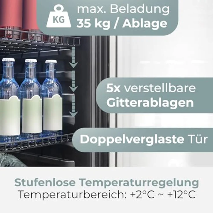 BOMANN Getränkekühlschrank KSG 7292, 143 cm, 236 Liter Nutzinhalt, MultiAirflow-System, Energieklasse C, beleuchtet, rechts anschlagbar – Bild 3