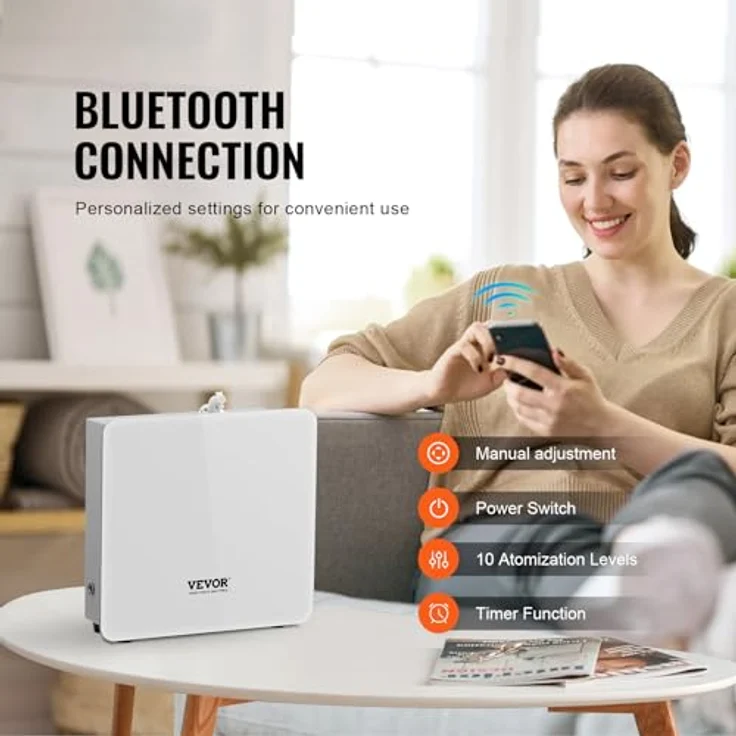 VEVOR Duft Luft Maschine, 480ml Bluetooth Smart ätherischer Öl Diffusor, 2500sq.ft Wasserlos mit Kaltluft-Technologie, Aromatherapie für Haus, Büro, Hotel, Spa – Bild 5
