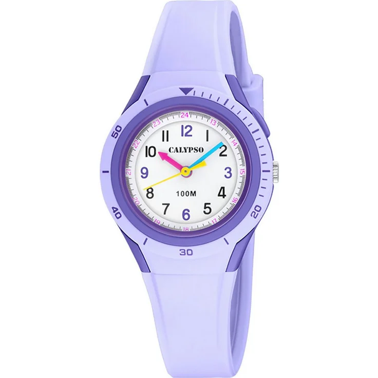 CALYPSO WATCHES My First Watch K5856/3, Quarzuhr für Kinder, analog, bis 10 bar wasserdicht, Gehäuse und Armband in helllila, Zifferblatt weiß, 29 mm – Bild 1