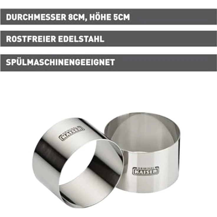 KAISER Dessert- und Speiseringe 2 Stück Ø 8cm Piccantini attraktives Anrichten 2er Set spülmaschinengeeignet – Bild 3