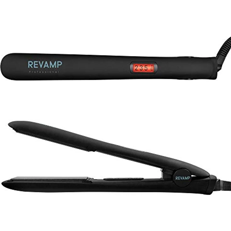 REVAMP Glätteisen Locken & Glätten 'Progloss Digital Keramik' 80-235°C - Professioneller Haarglätter für Haarstyling mit Temperaturschutz und 3m Kabellänge - Angereichert mit Progloss Ölen (Schwarz) – Bild 2