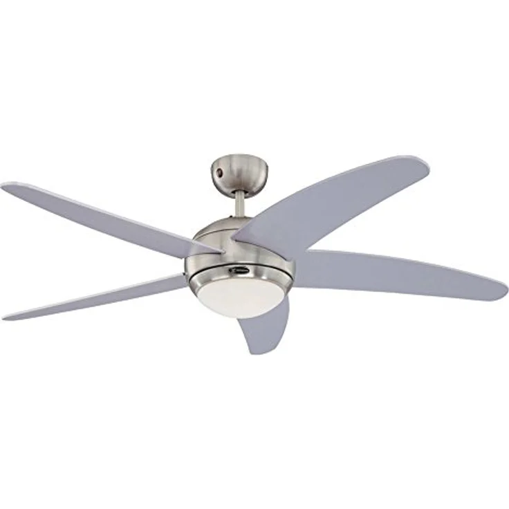 132 cm Deckenventilator Bendan 72220 mit Einzelleuchte und fünf Flügeln, Ausführung in seidenmattem Chrom mit Opalmilchglas – Bild 2