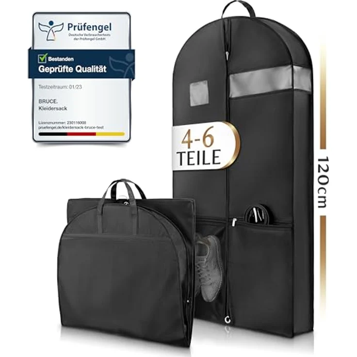Bruce.® Großer Kleidersack 120x60x12 cm - für 4-6 Teile, Schwarz, wasserabweisend und atmungsaktiv mit Schutz vor Motten – Bild 1