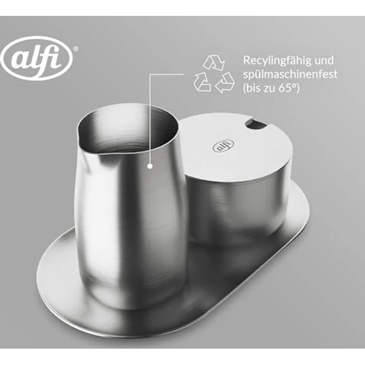 alfi MILK AND SUGAR SET, hochwertiges Edelstahl-Milch- und Zuckerset, langlebig, matt – Bild 4