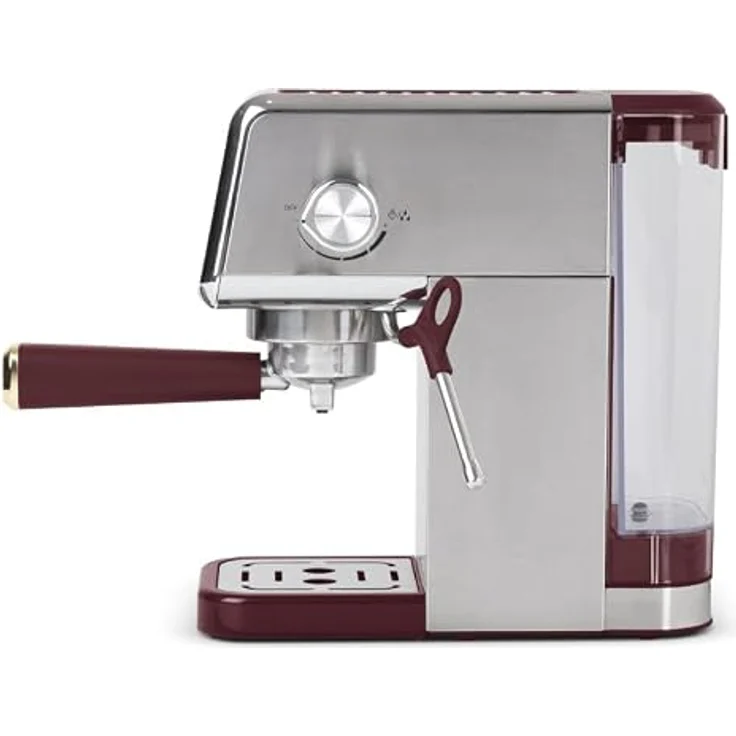 Berlinger Haus 2-in-1 Kaffeevollautomat Leonardo Collection, Automatischer und Siebträger, Digitale Steuerung, Edelstahl, bordó, mit professionellem Milchaufschäumer und Touchscreen-Display – Bild 4