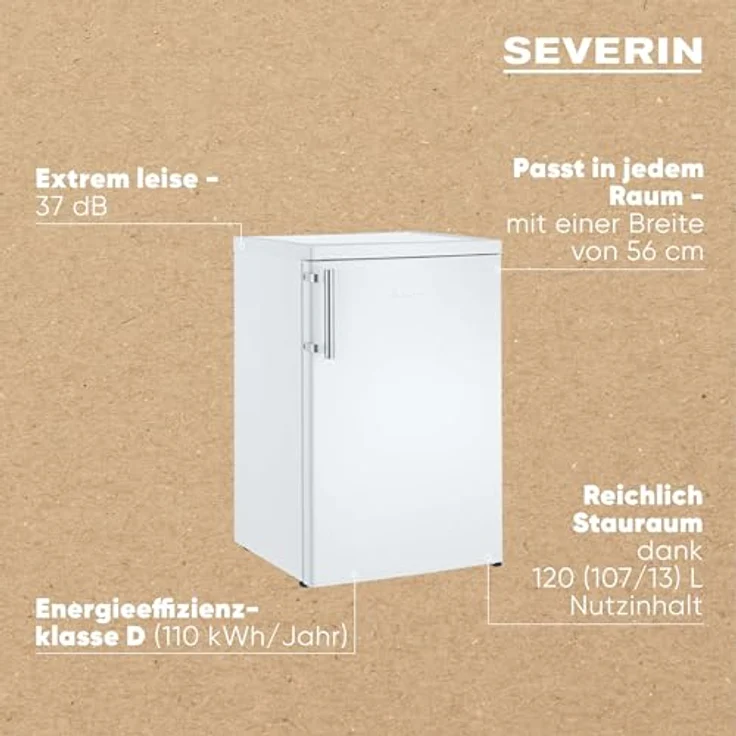 SEVERIN Table-Kombi-Kühlschrank, Veggiebox für Aufbewahrung von Obst und Gemüse, intergrierte LED-Beleuchtung, 120 L Nutzinhalt, weiß, TKS 8846 – Bild 4