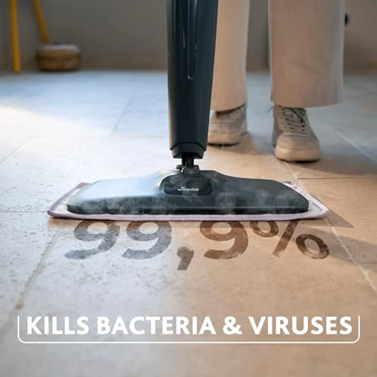 Vileda Steam Plus Pro XXL Dampfreiniger, hygienische Reinigung, 4 Dampfstufen, Sensitive Bezug für empfindliche Böden, Eco-Verpackung – Bild 2