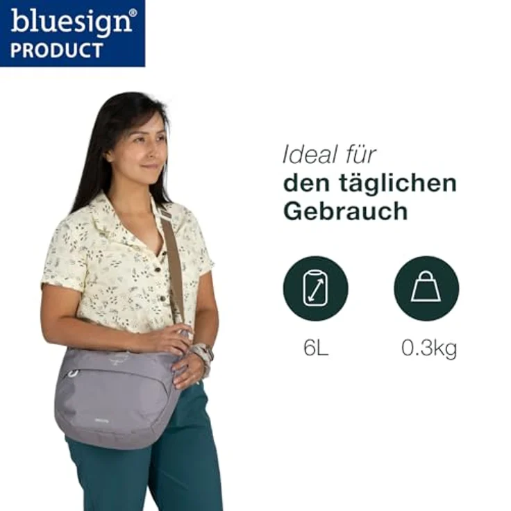 Osprey Daylite Crossbody Pouch, kompakte Handtasche mit Flaschenhalter, schwarz, aus 100 % recyceltem Stoff – Bild 2