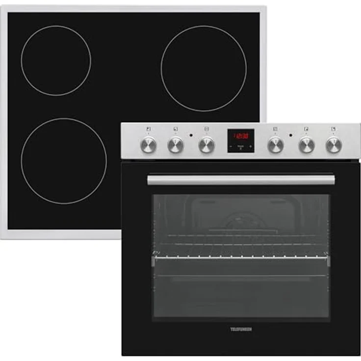 Telefunken B-HS-75-C-I Einbauherd-Set, Elektro-Herd-Kochfeld-Kombination mit 78L Backofen, Ober-Unterhitze und Umluft, glaskeramisches Kochfeld mit 4 Zonen, 60 cm, Teleskopauszug – Bild 1
