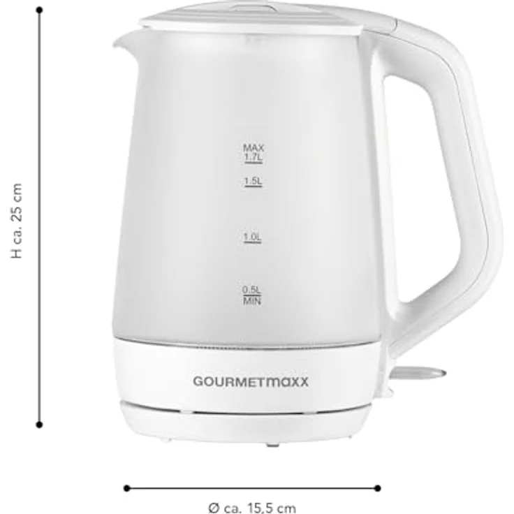 GOURMETmaxx Glas-Wasserkocher mit Frostglas-Design 1,7 Liter – Bild 5