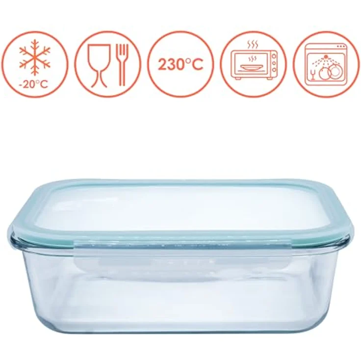 Spetebo 1.04 Glas Auflaufform mit Kunststoff Deckel, 630 ml, hitzebeständig bis 230 °C, transparent/mint – Bild 3