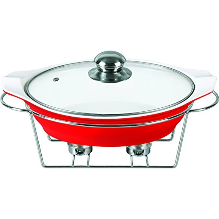 Schäfer Porzellan-Auflaufform 29cm mit Deckel (Rot rund) – Bild 1