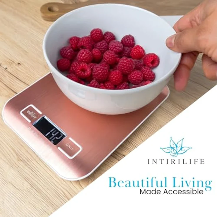 Intirilife Küchenwaage, max. 5kg Tragkraft, wasserdichte Küchen-Digitalwaage mit LCD-Display – Bild 3