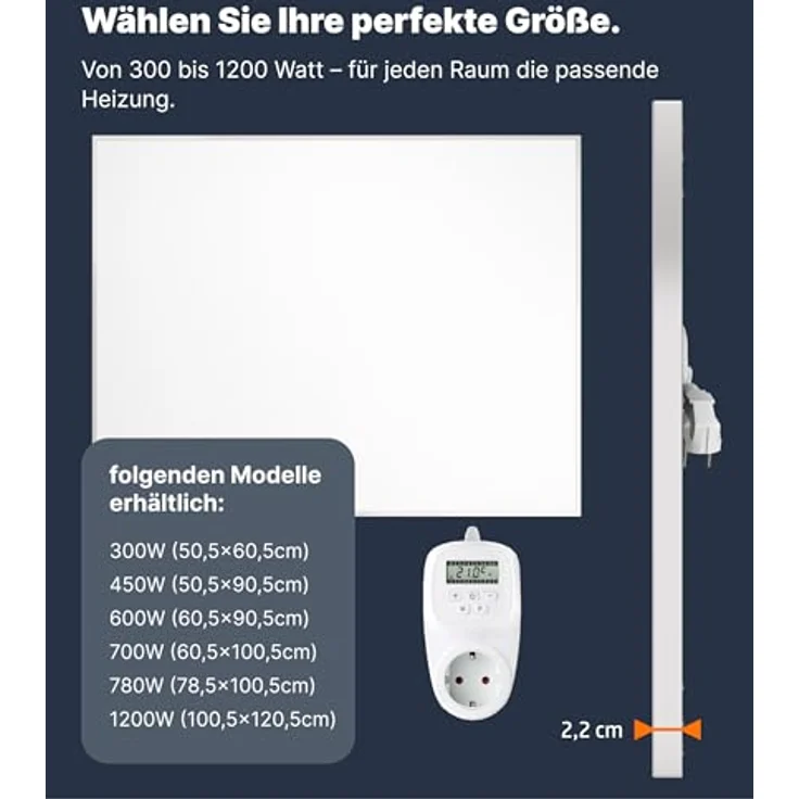 VIESTA® Infrarot Wandheizung mit Thermostat [INKL. TH12 THERMOSTAT] – Carbon Crystal Infrarotheizung – Paneel Badezimmer geeignet – (Modell H900-900W) – Bild 4