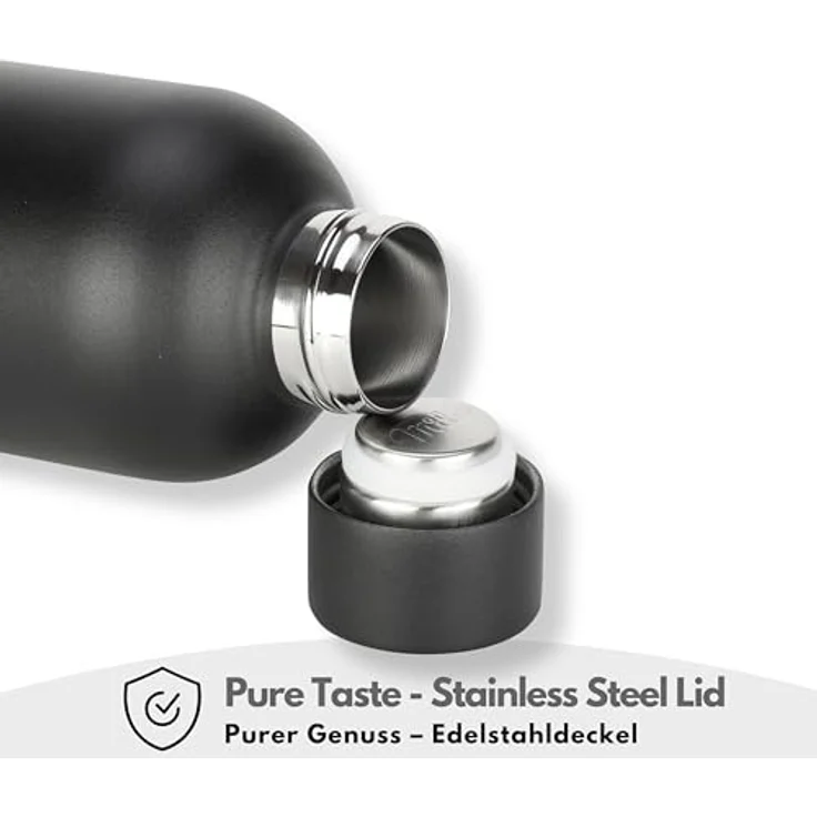 Milu Thermosflasche 500ml, Edelstahl doppelwandig, auslaufsicher, kohlensäuregeeignet, inkl. Reinigungsbürste, Diamond-Sand – Bild 3