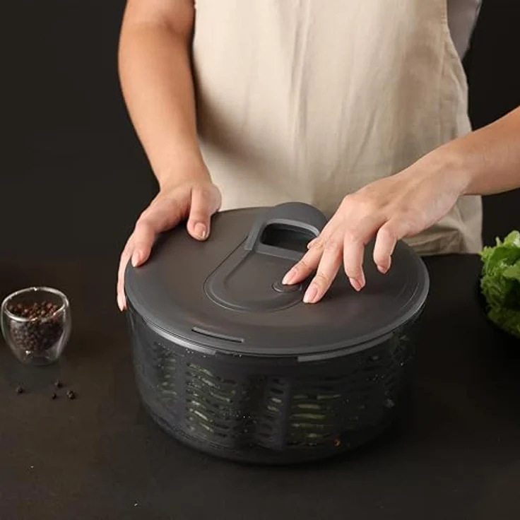 Zyliss Easy Spin Salatschleuder Groß, 6L mit Seilzug, AquaVent™-Technologie, rutschfester Boden und integrierter Stopptaste, spülmaschinenfest – Bild 4